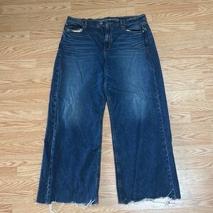 American Eagle Women's Blue Wide-Leg Jeans